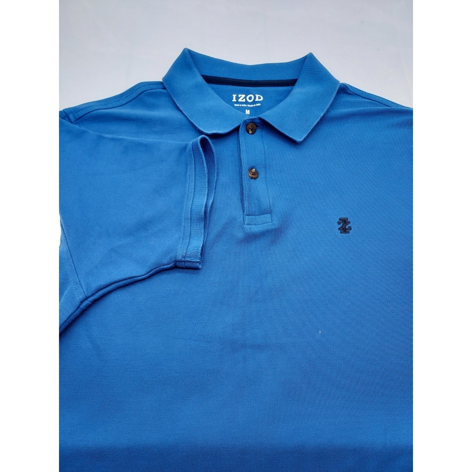 Izod Mens Short Sleeve Polo Shirt Blue Pique Knit Logo M 45cs000